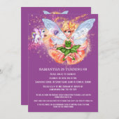 妖精バタフライプリンセスポニー魔法グリッター女の子 招待状 (正面/裏面)