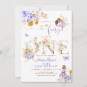 妖精バタフライマジカルワイルドフラワー1st誕生日 招待状 (正面)
