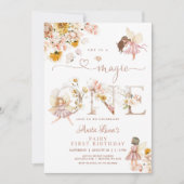 妖精バタフライマジカルワイルドフラワー1st誕生日 招待状 (正面)