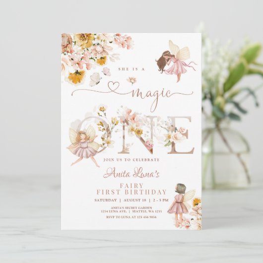 妖精バタフライマジカルワイルドフラワー1st誕生日 招待状 (スタンド正面)