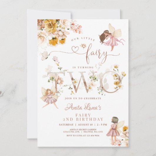 妖精バタフライマジカルワイルドフラワー2nd誕生日 招待状 (正面)