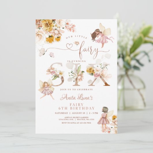 妖精バタフライマジカルワイルドフラワー6誕生日 招待状 (スタンド正面)