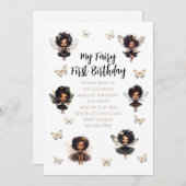妖精バタフライ誕生日招待 Afro 妖精 招待状 (正面/裏面)