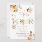 妖精バタフライ・マジカルワイルドフラワー4歳誕生日 招待状 (正面)