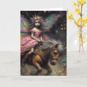 妖精バッキングポニーすべての行事グリーティング カード (黄色い花)