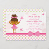 妖精バレリーナの女の子の誕生日パーティー招待状 招待状 (正面/裏面)