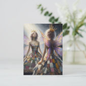 妖精パッチワークドレスと金ゴールドクラウン ポストカード (スタンド正面)
