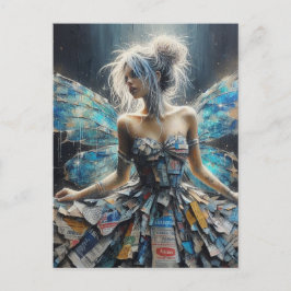 妖精パッチワークドレスブルーウィングス ポストカード