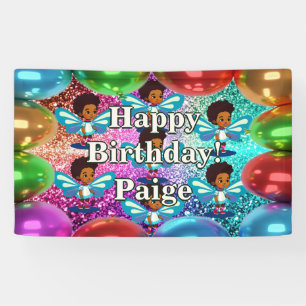 妖精パーソナライズされたキャラクター誕生日バナー 横断幕