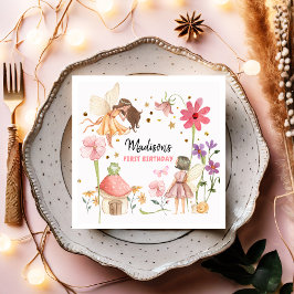 妖精パーティーエンチャントフォレストガーデンフェアリー誕生日 スタンダードランチョンナプキン