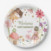 妖精パーティーエンチャントフォレストガーデンフェアリー誕生日 ペーパープレート (正面)