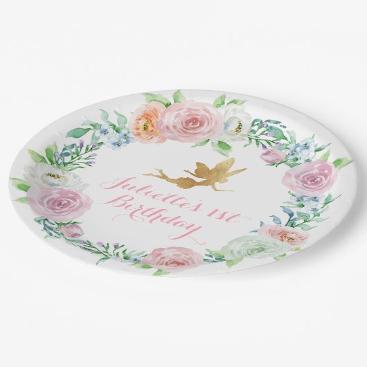 妖精パーティープレート、妖精誕生日またはベビーシャワー ペーパープレート (アングル)