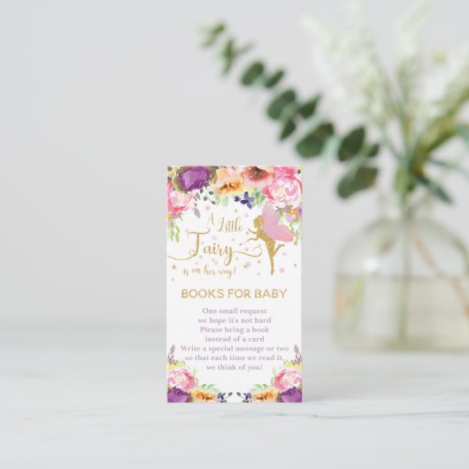 妖精パープルピンクフローラがベビーの本を持ってくる エンクロージャーカード (スタンド正面)