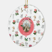 妖精ピンクのフローラキノコ妖精の城モノグラム セラミックオーナメント (左)