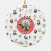 妖精ピンクのフローラキノコ妖精の城モノグラム セラミックオーナメント (裏面)