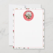 妖精ピンクのフローラキノコ妖精の城モノグラム ノートカード (正面)