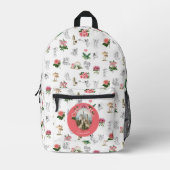 妖精ピンクのフローラキノコ妖精の城モノグラム プリントバックパック (正面)
