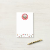 妖精ピンクのフローラキノコ妖精の城モノグラム ポストイット (デスク上)