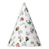 妖精ピンクのフローラキノコ妖精の城誕生日 パーティーハット (裏面)