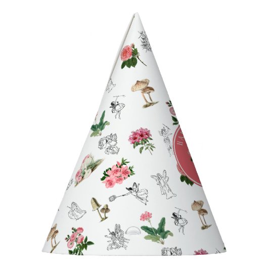 妖精ピンクのフローラキノコ妖精の城誕生日 パーティーハット (左)