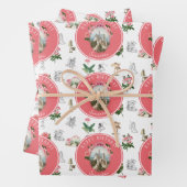 妖精ピンクのフローラキノコ妖精の城誕生日 ラッピングペーパーシート (インサイチュ)