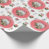 妖精ピンクのフローラキノコ妖精の城誕生日 ラッピングペーパー (角)