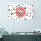 妖精ピンクのフローラキノコ妖精の城誕生日 横断幕 (トレードショー)