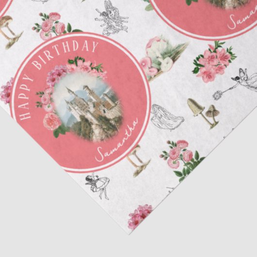 妖精ピンクのフローラキノコ妖精の城誕生日 薄葉紙 (詳細)