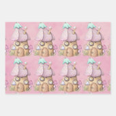 妖精ピンクパープルイエローラッピング紙 ラッピングペーパーシート (正面3)