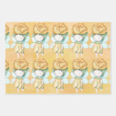 妖精ピンクパープルイエローラッピング紙 ラッピングペーパーシート (正面)