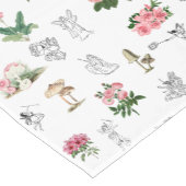 妖精ピンクフローラ&キノコ妖精パターン ショートテーブルランナー (コーナー)