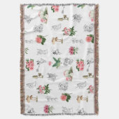 妖精ピンクフローラ&キノコ妖精パターン スローブランケット (正面縦)