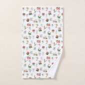 妖精ピンクフローラ&キノコ妖精パターン バスタオルセット (ハンドタオル)