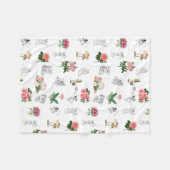 妖精ピンクフローラ&キノコ妖精パターン フリースブランケット (正面(横))