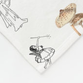 妖精ピンクフローラ&キノコ妖精パターン フリースブランケット (角)