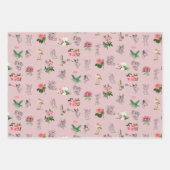 妖精ピンクフローラ&キノコ妖精パターン ラッピングペーパーシート (正面3)