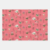 妖精ピンクフローラ&キノコ妖精パターン ラッピングペーパーシート (正面2)