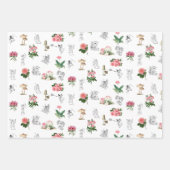 妖精ピンクフローラ&キノコ妖精パターン ラッピングペーパーシート (正面)