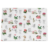 妖精ピンクフローラ&キノコ妖精パターン ラージペーパーバッグ (正面)