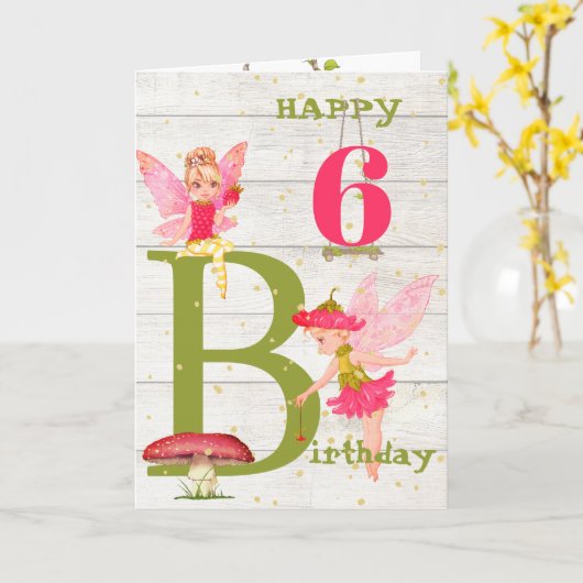 妖精ピンク素朴金ゴールドパーソナルエイジカード カード (黄色い花)