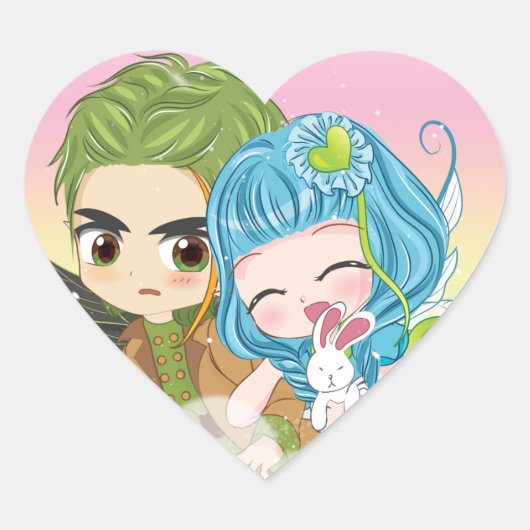 妖精ファミリーのステッカー愛 – 素敵なxアブホール ハートシール (正面)