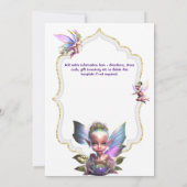 妖精ファンタジーお洒落ピクシー王女ピンクの女の子 招待状 (裏面)