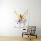 妖精ファンタジーブロンド女の子の雲の魔法の座って タペストリー (インサイチュ)