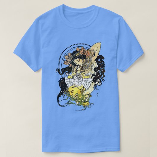 妖精ファンタジー女性アールヌーボーミュシャ Tシャツ (デザイン正面)