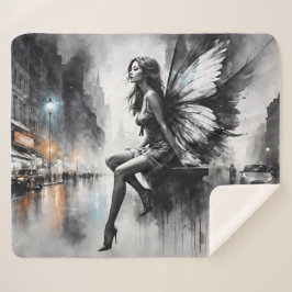 妖精ファンタジー雨の夜の通り夢の世界 シェルパブランケット