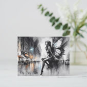 妖精ファンタジー雨の夜の通り夢の世界 ポストカード (スタンド正面)