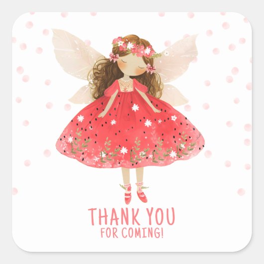 妖精ファーストストロベリー誕生日サンキュー スクエアシール (正面)