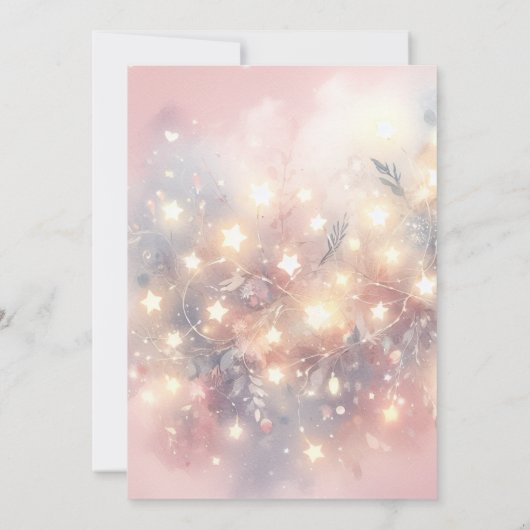 妖精ファーストピンク金ゴールド魔法の女の子1st誕生日 招待状 (裏面)