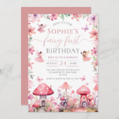 妖精ファーストフェアリーフォレストマジカルガール誕生日 招待状 (正面/裏面)