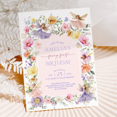 妖精ファースト誕生日かわいいフローラガーデン妖精1s 招待状